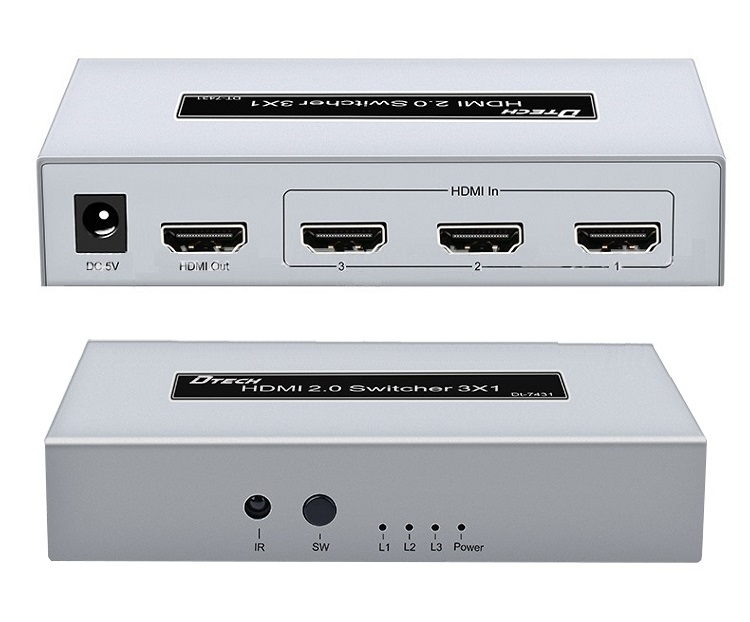 Bộ chuyển HDMI 2.0 3 vào 1 ra 4K DTECH DT-7431