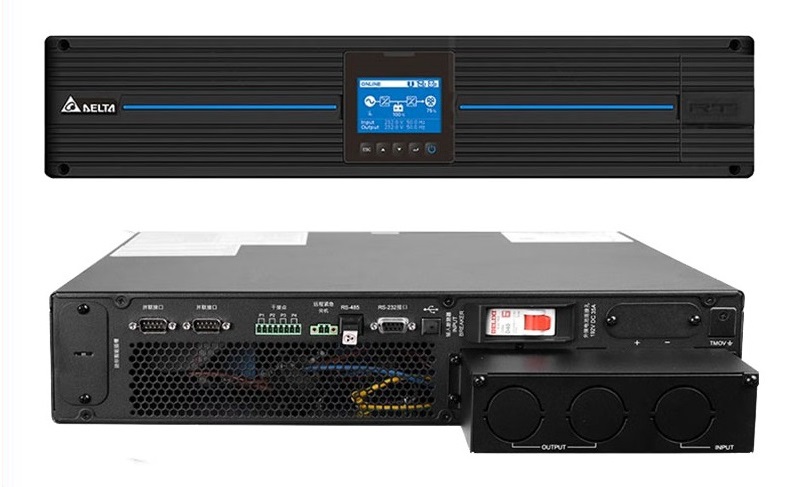 Hai mặt trước, sau của Bộ lưu điện Delta RT-8K UPS802R2RT2N035 8KVA (Pin Ngoài)