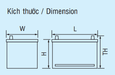 Kích thước chi tiết Ắc quy (Khởi Động) PINACO DONGNAI 12V-90Ah, CMF 105D31L