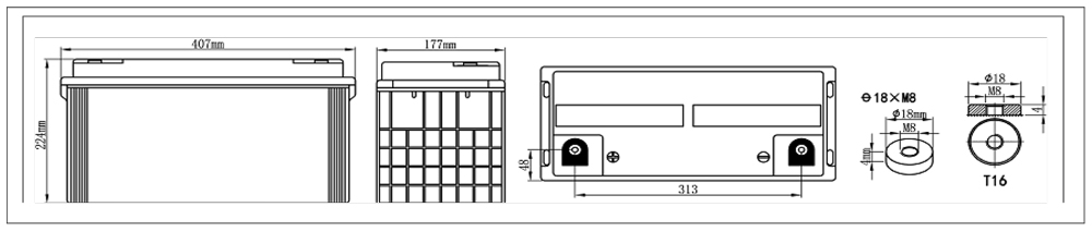 Kích thước vật lý ắc quy SAITE BT-HSE-120-12