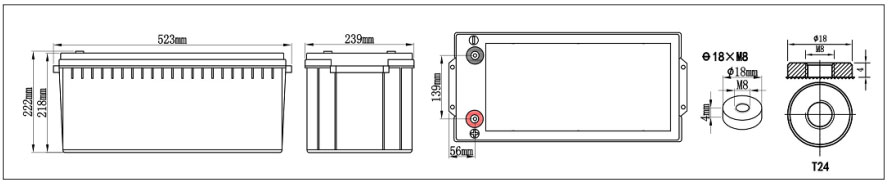 Kích thước vật lý ắc quy SAITE BT-HSE-200-12