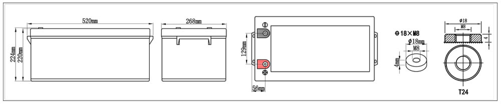 Kích thước vật lý ắc quy SAITE BT-HSE-230-12