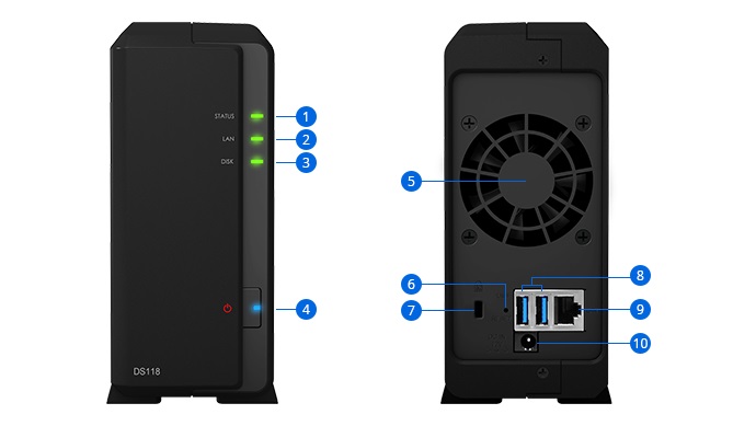 Thiết kế bên ngoài của Nas Synology DS118